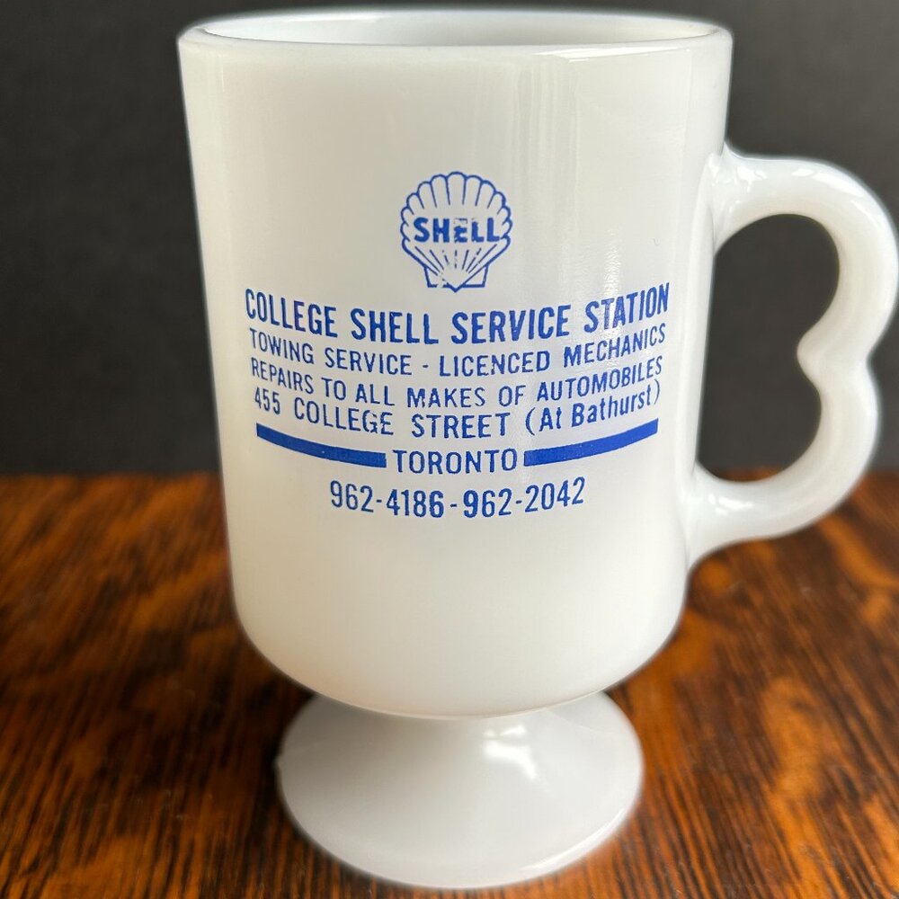 Vintage Shell Service Station "Toronto"  Milk Glass Mug